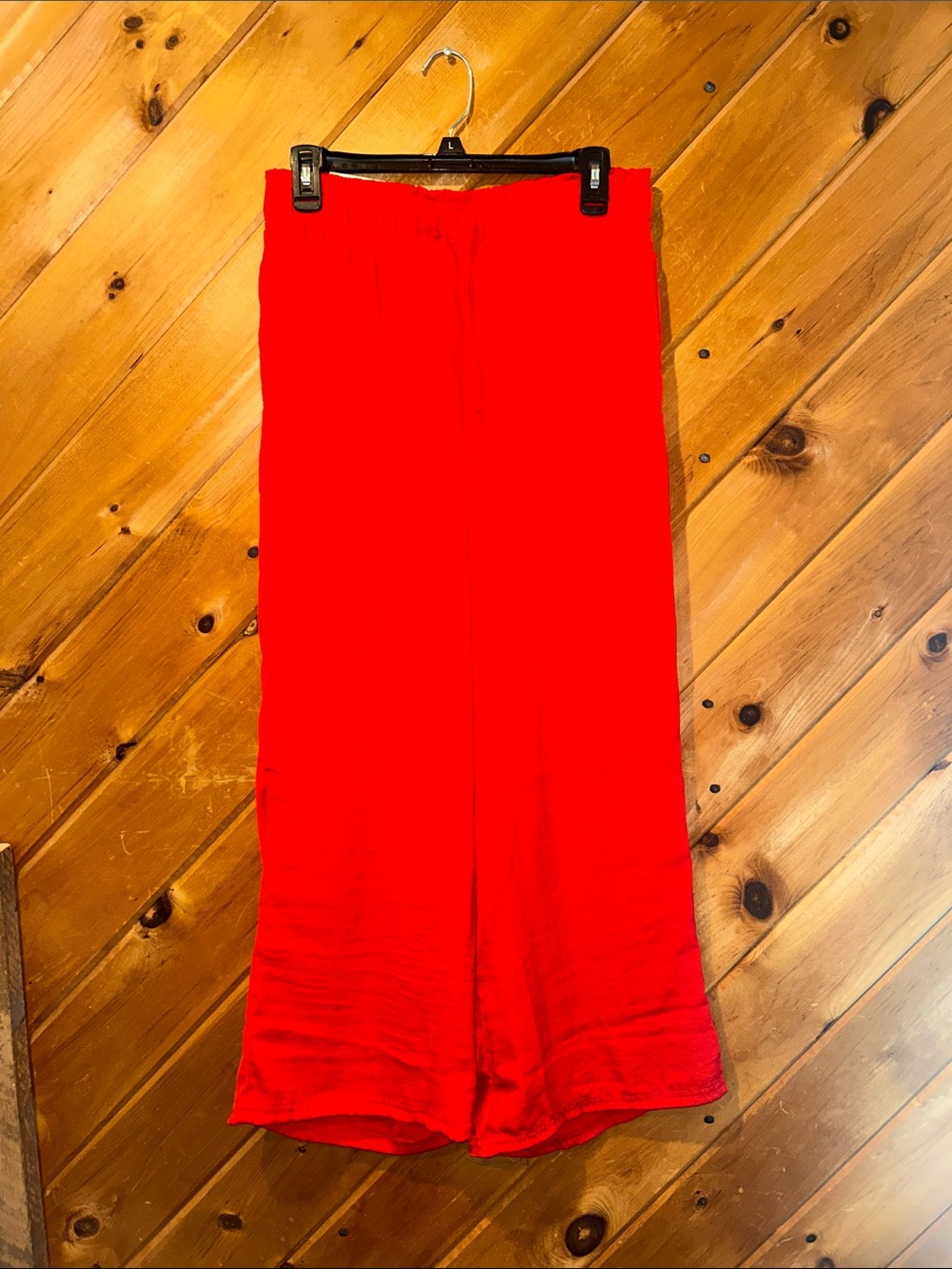 Esmara bright red satin wide legs lounge pants NWT